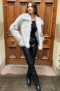 Cream Tipped Faux Fur Short Jacket