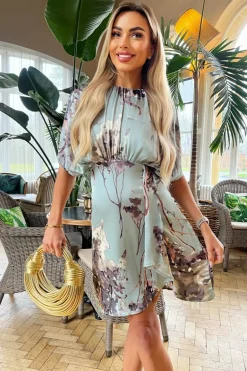 Duck Egg Print Batwing Mini Dress