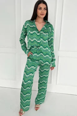 Green Abstract Printed Trousers