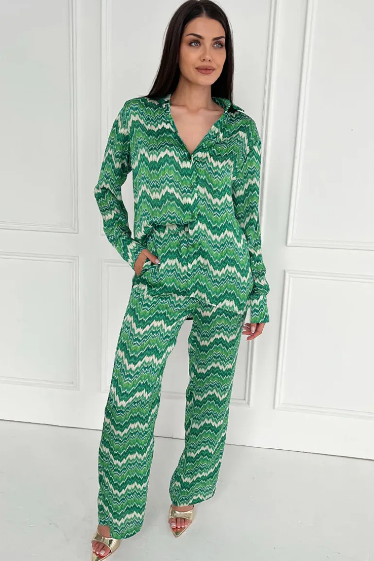 Green Abstract Printed Trousers