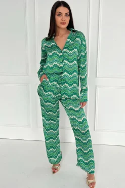 Green Abstract Printed Trousers