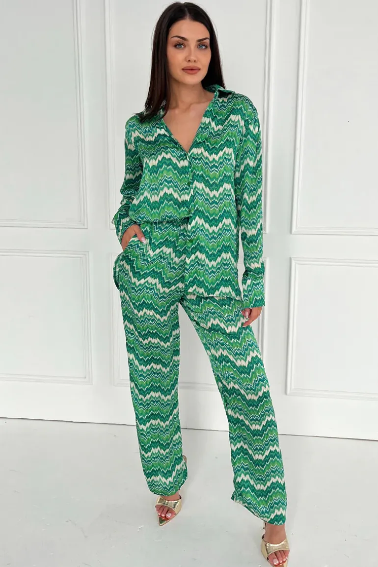 Green Abstract Printed Trousers