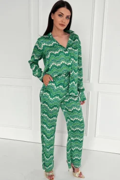 Green Abstract Printed Trousers