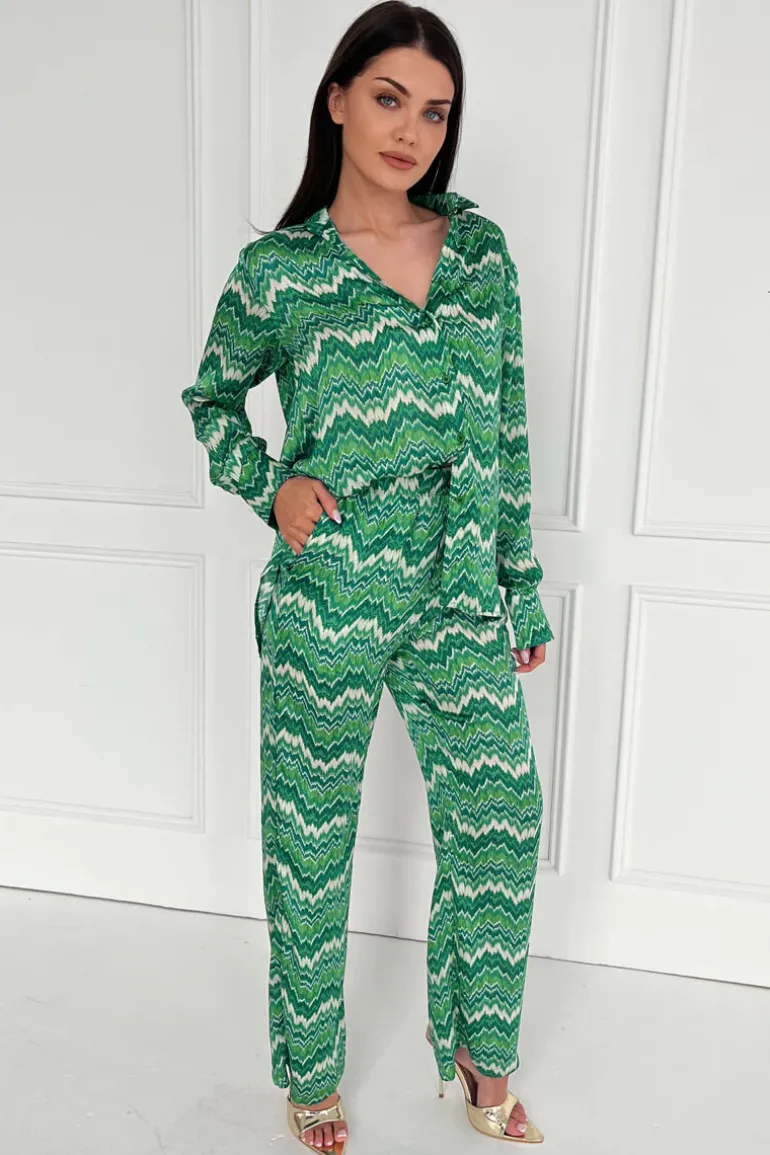 Green Abstract Printed Trousers