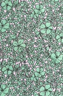 Green Printed Bardot Style Midi Dress