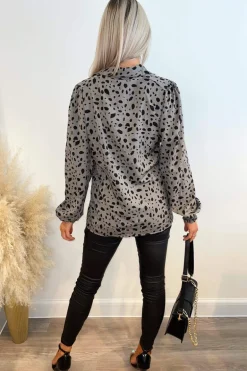 Grey Animal Print Long Sleeved Shirt