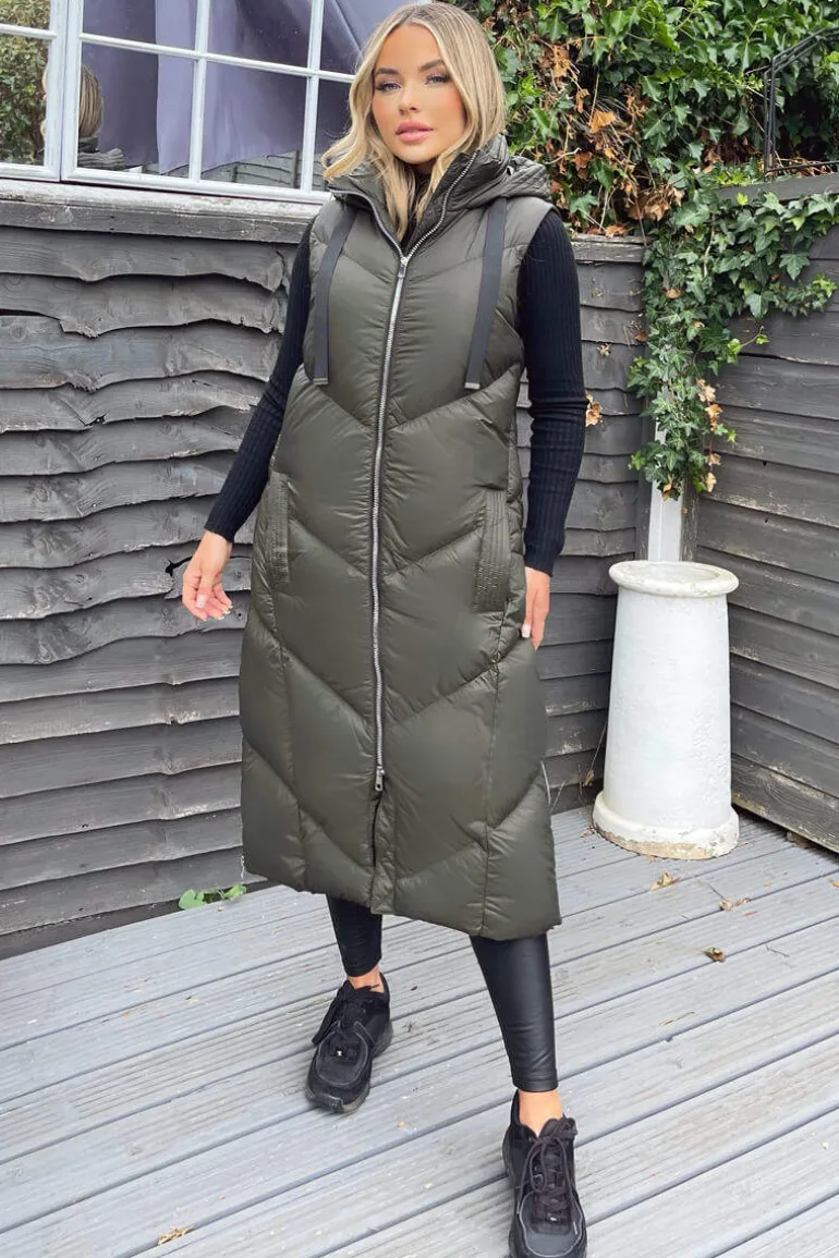 Khaki Hooded Puffer Gilet