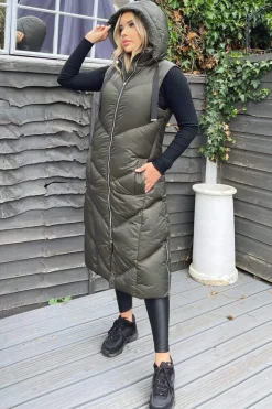 Khaki Hooded Puffer Gilet
