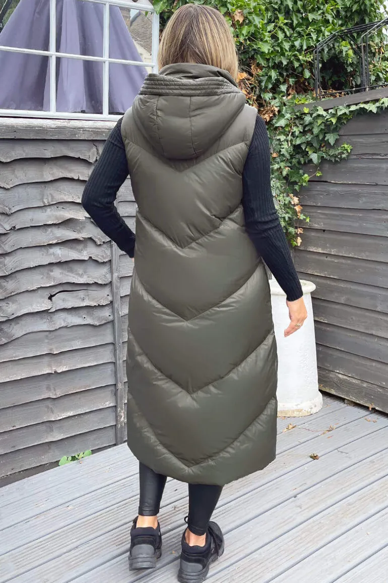 Khaki Hooded Puffer Gilet