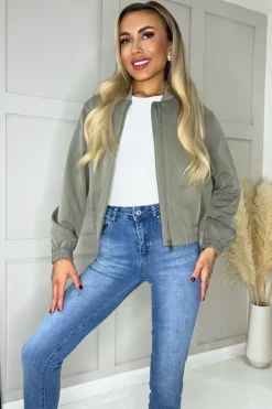 Khaki Lightweight Cotton Bomber Jacket