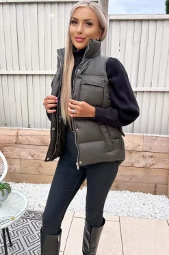 Khaki Short Padded Gilet