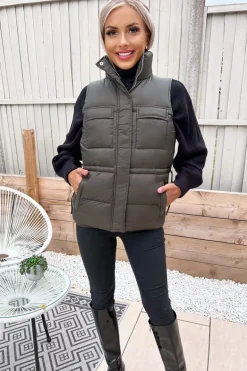 Khaki Short Padded Gilet