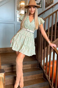 Mint Ditsy Print Summer Dress