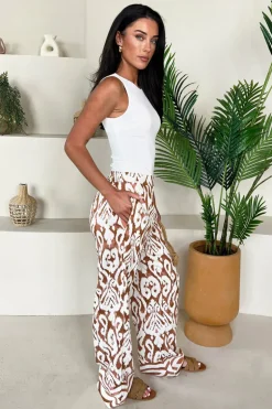 Multi Abstract Print Wide Leg Trousers
