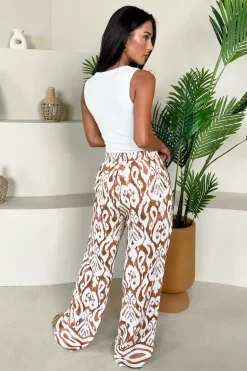 Multi Abstract Print Wide Leg Trousers