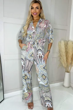 Multi Paisley Printed Tie Waist Crop Shirt