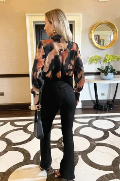 Multi Smudge Print Wrap Shirt Bodysuit