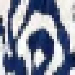 Navy And Cream Abstract Print Short Sleeve Frill Hem Mini Dress