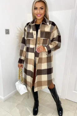 Oatmeal Checked Oversized Jacket