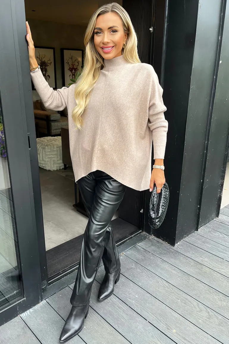 Oatmeal Oversized Mock Neck Jumper