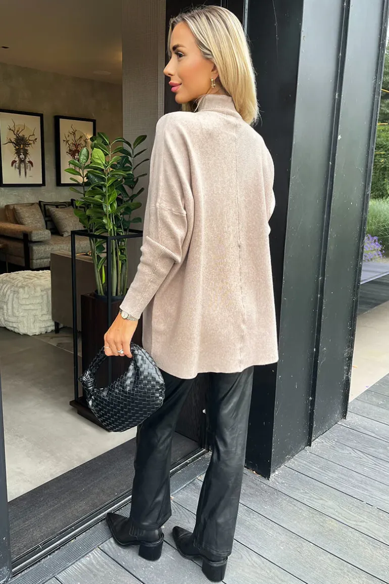 Oatmeal Oversized Mock Neck Jumper