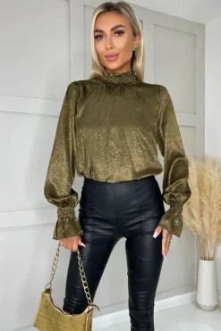 Olive And Gold Long Sleeve Top