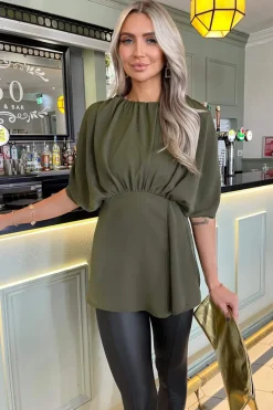 Olive Batwing Sleeve Top