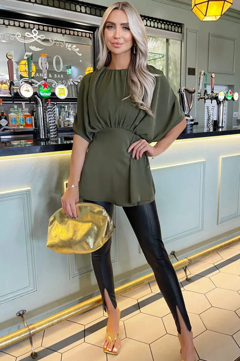 Olive Batwing Sleeve Top