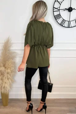 Olive Batwing Sleeve Top