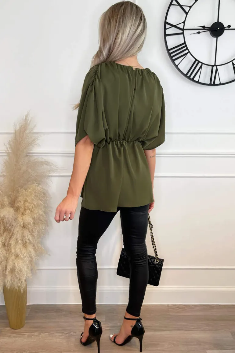 Olive Batwing Sleeve Top