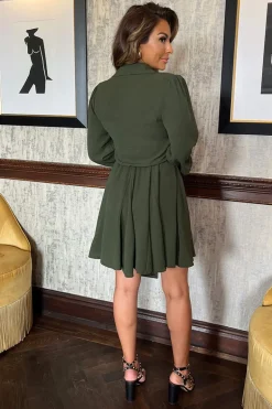 Olive Long Sleeve Mini Skater Dress