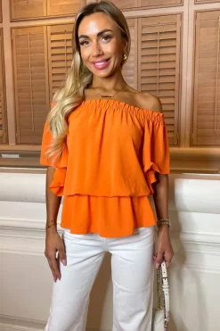 Orange Bardot Top