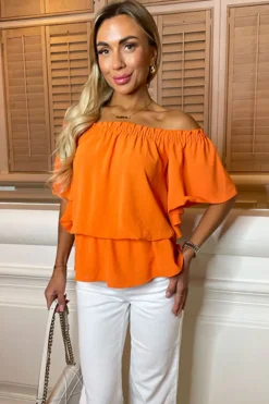 Orange Bardot Top