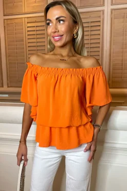 Orange Bardot Top