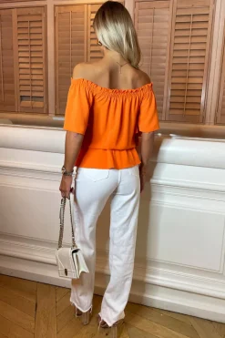 Orange Bardot Top