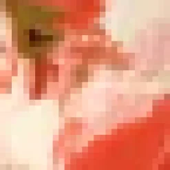 Peach Smudge Print Racer Neck High Low Frill Hem Midi Dress