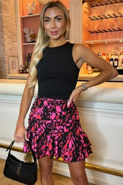 Pink And Black 2 In 1 Ruched Mini Dress