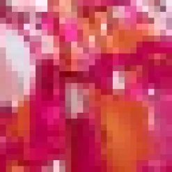 Pink And Peach Abstract Printed Halterneck Tie Waist Dipped Hem Midi Dress