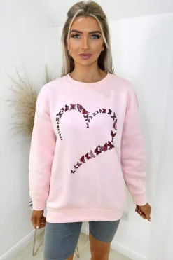 Pink Butterfly Printed Oversized Sweatshirt