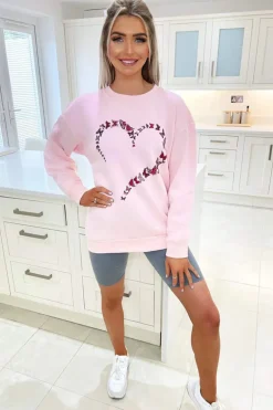 Pink Butterfly Printed Oversized Sweatshirt