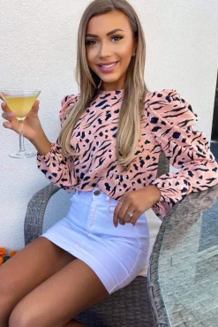 Pink Printed Puff Sleeve Top