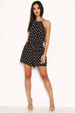 Polka Dot Tie Waist Playsuit