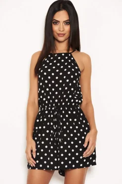 Polka Dot Tie Waist Playsuit