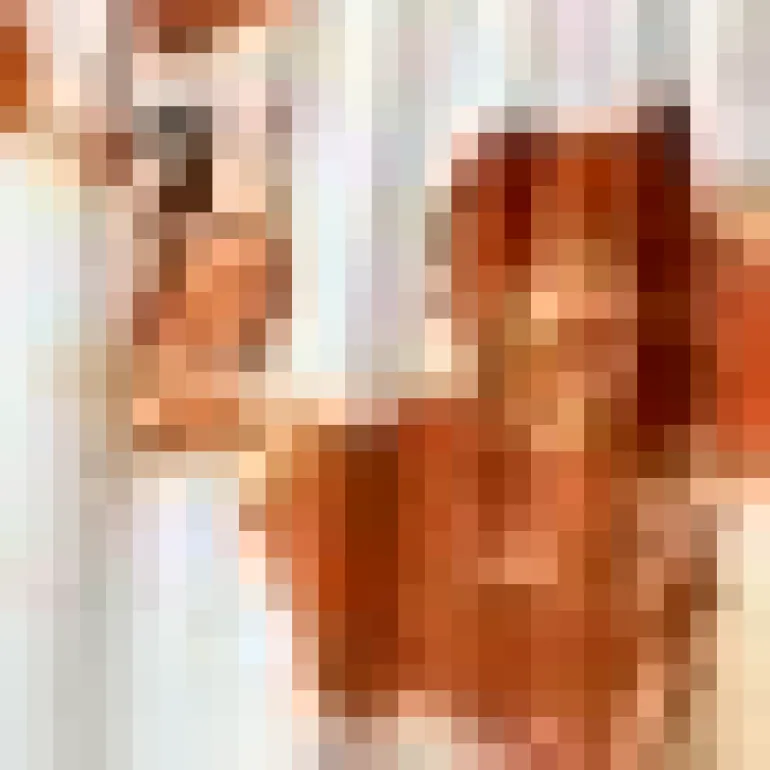 Rust And Cream Smudge Print Shirred Waist Smock Midi Dress