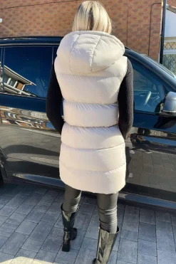 Silver Drawstring Hooded Gilet