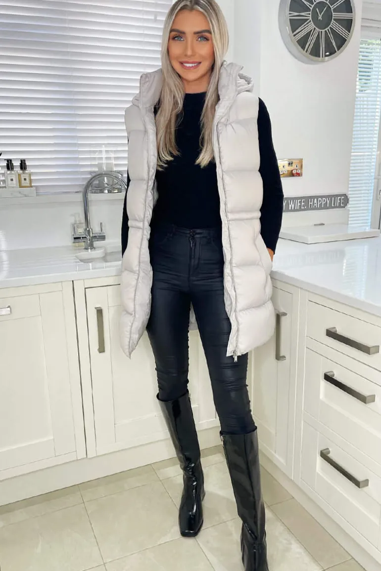 Silver Drawstring Hooded Gilet