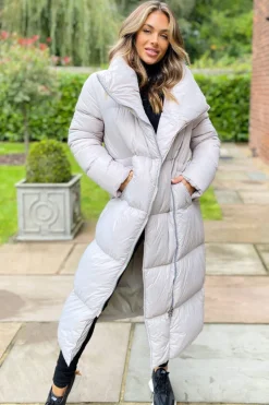 Silver Wrap Puffer Coat
