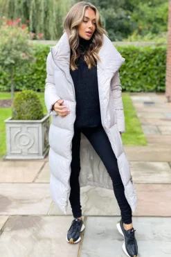 Silver Wrap Puffer Coat