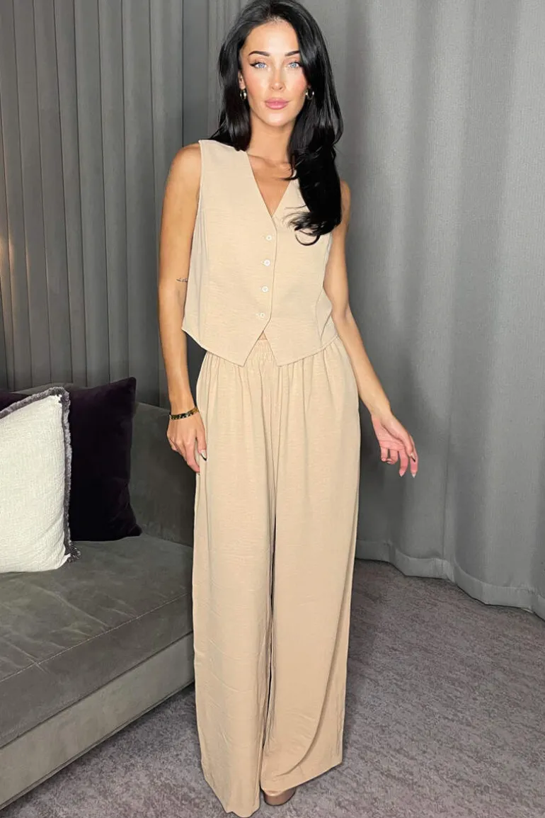 Stone Button Front Tailored Waistcoat