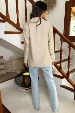 Stone Shawl Collar Open Front Blazer